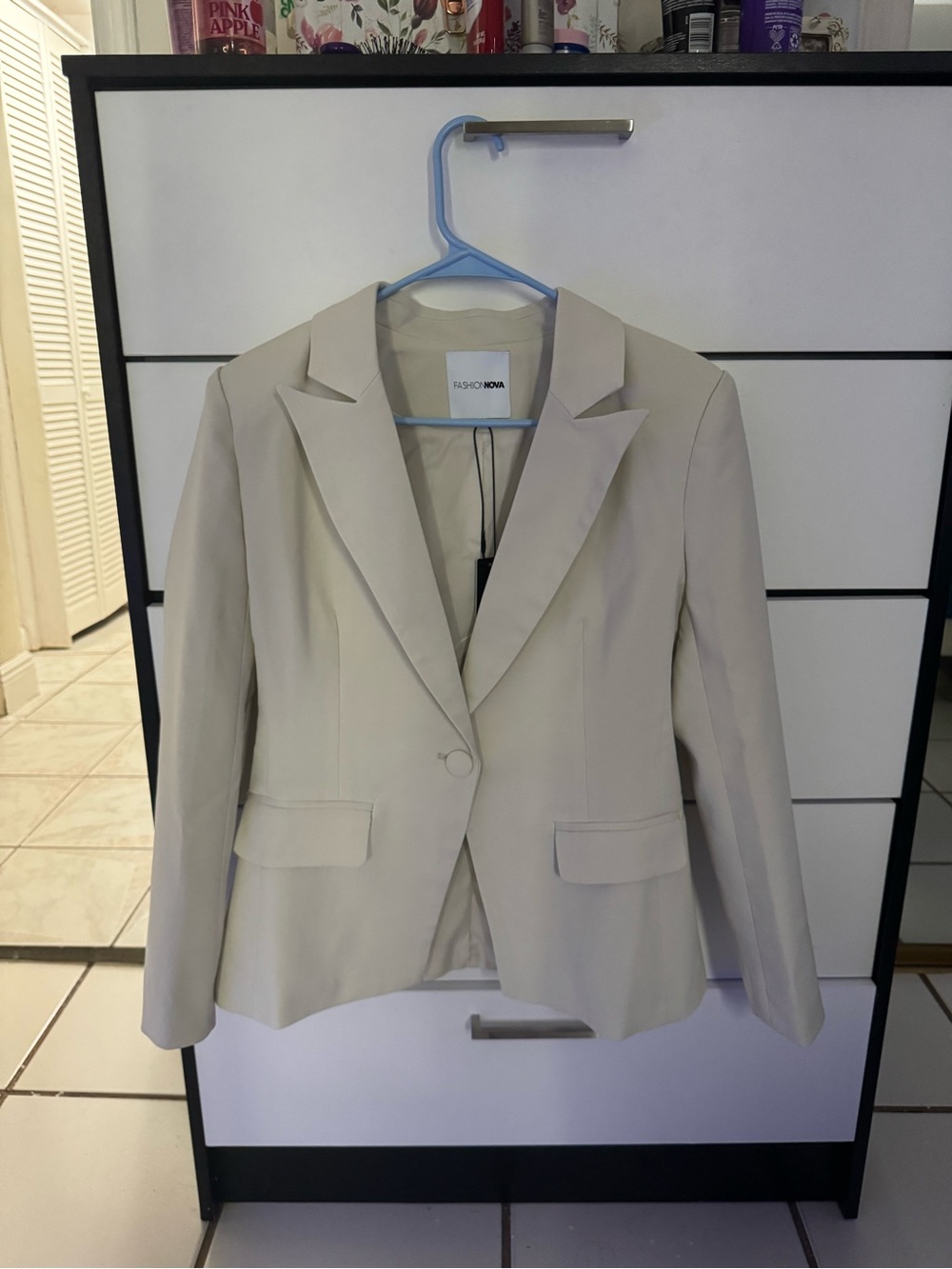 Fashion Nova Beige Single-Button Notch Lapel Blazer Jacket